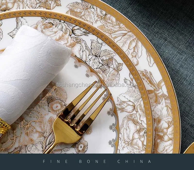 ceramic kitchen ware bone china dinner plate set porcelain tableware porcelain crockery dinnerware sets - Grand Goldman