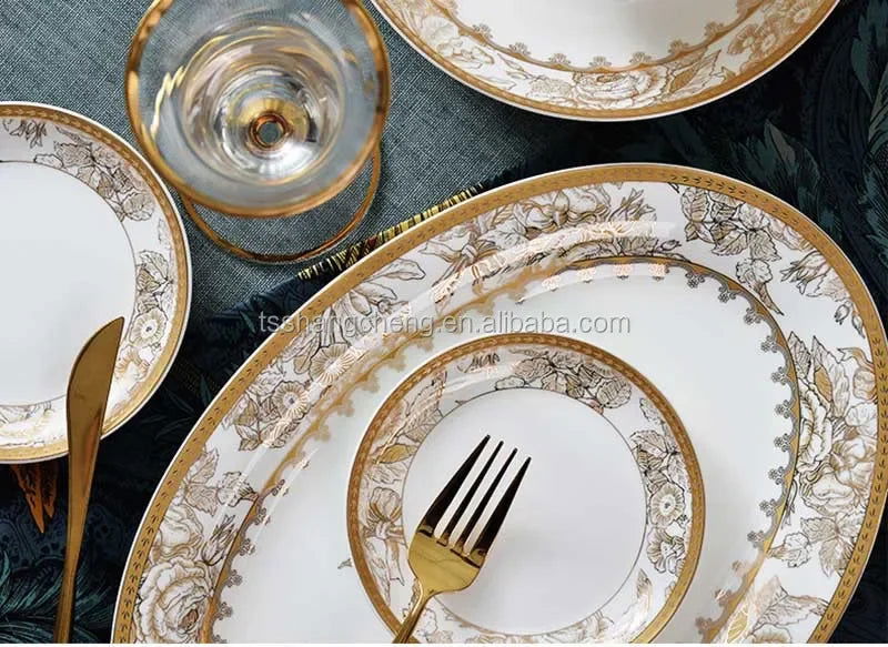 ceramic kitchen ware bone china dinner plate set porcelain tableware porcelain crockery dinnerware sets - Grand Goldman