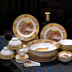 christmas Chinese bowl dishes set Jingdezhen Bone China dish glaze medium color 56 pieces  ceramic tableware moving gifts - Grand Goldman