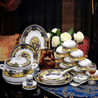 christmas Chinese bowl dishes set Jingdezhen Bone China dish glaze medium color 56 pieces  ceramic tableware moving gifts - Grand Goldman