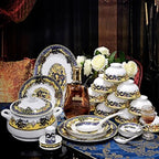 christmas Chinese bowl dishes set Jingdezhen Bone China dish glaze medium color 56 pieces  ceramic tableware moving gifts - Grand Goldman