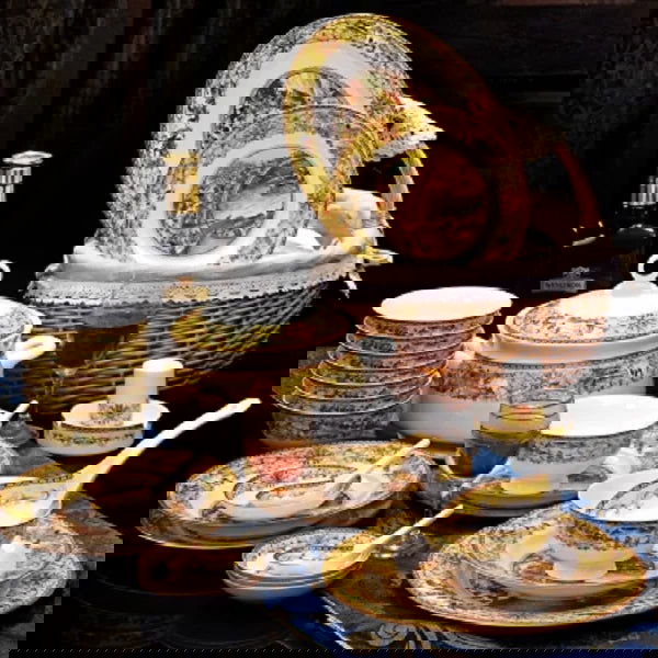 christmas Chinese bowl dishes set Jingdezhen Bone China dish glaze medium color 56 pieces  ceramic tableware moving gifts - Grand Goldman