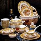 christmas Chinese bowl dishes set Jingdezhen Bone China dish glaze medium color 56 pieces  ceramic tableware moving gifts - Grand Goldman