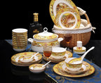 christmas Chinese bowl dishes set Jingdezhen Bone China dish glaze medium color 56 pieces  ceramic tableware moving gifts - Grand Goldman