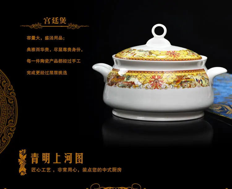 christmas Chinese bowl dishes set Jingdezhen Bone China dish glaze medium color 56 pieces  ceramic tableware moving gifts - Grand Goldman