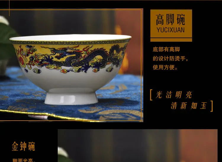 christmas Chinese bowl dishes set Jingdezhen Bone China dish glaze medium color 56 pieces  ceramic tableware moving gifts - Grand Goldman