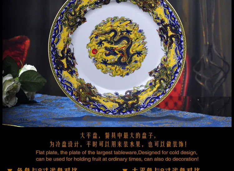 christmas Chinese bowl dishes set Jingdezhen Bone China dish glaze medium color 56 pieces  ceramic tableware moving gifts - Grand Goldman