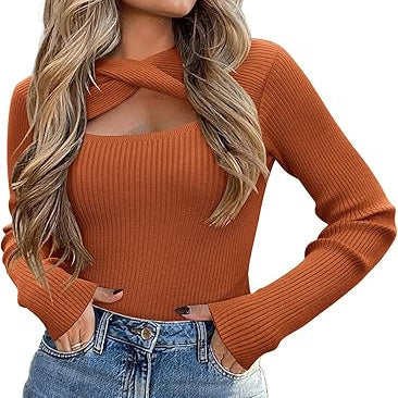 Irregular Hollow Twisted Pullover Sweater