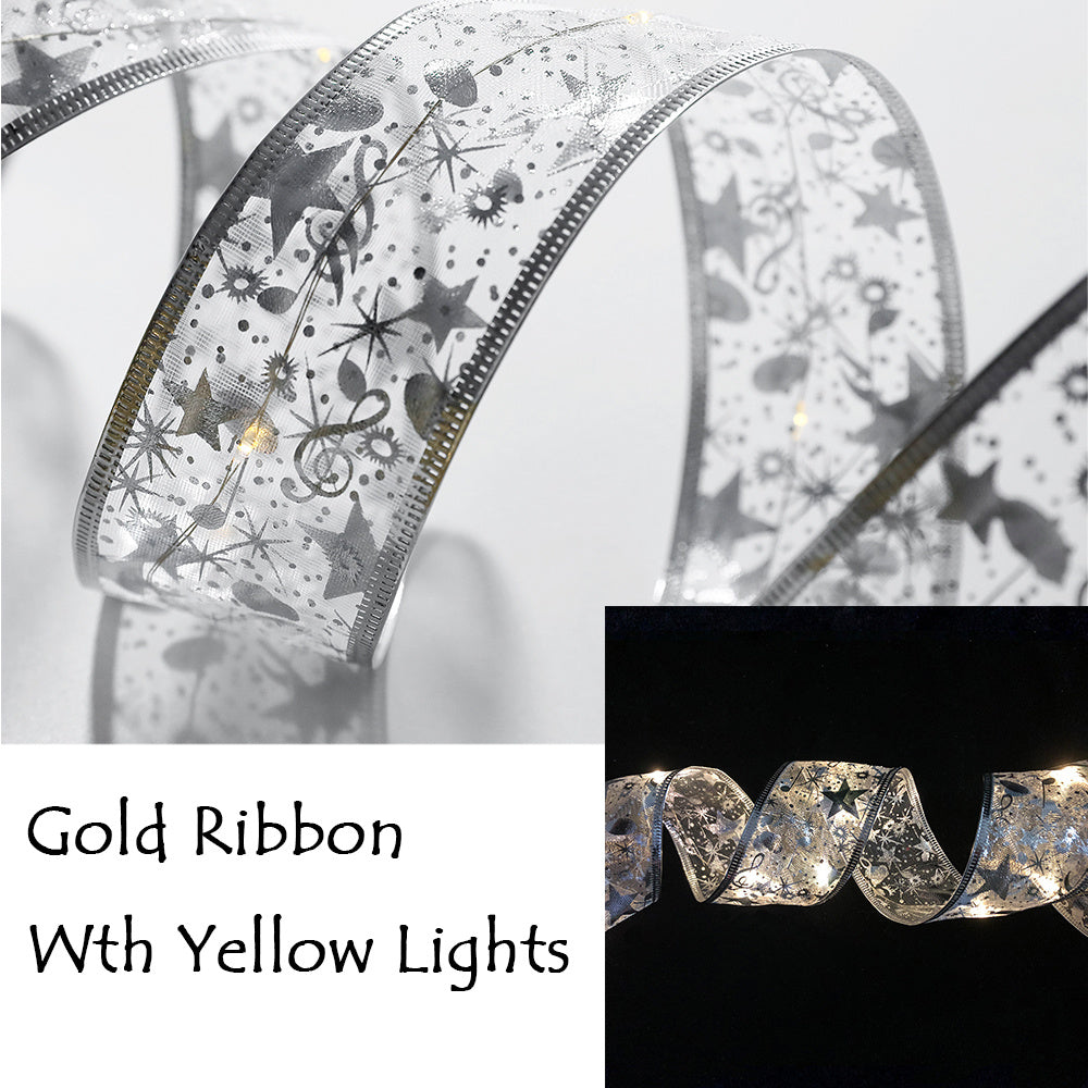 6LED Lights Gilding Double Ribbons Gilding Double Ribbons Christmas Tree Double Ribbons