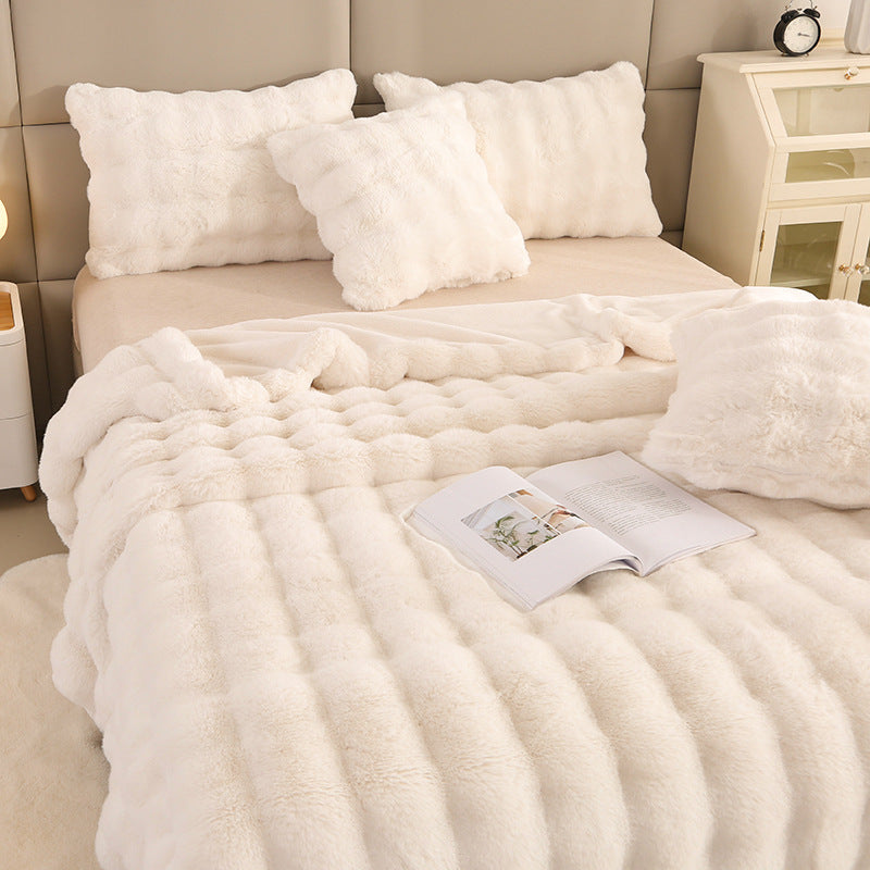 Large Bubble Rabbit Fur Thickened Double-layer Warm Blanket