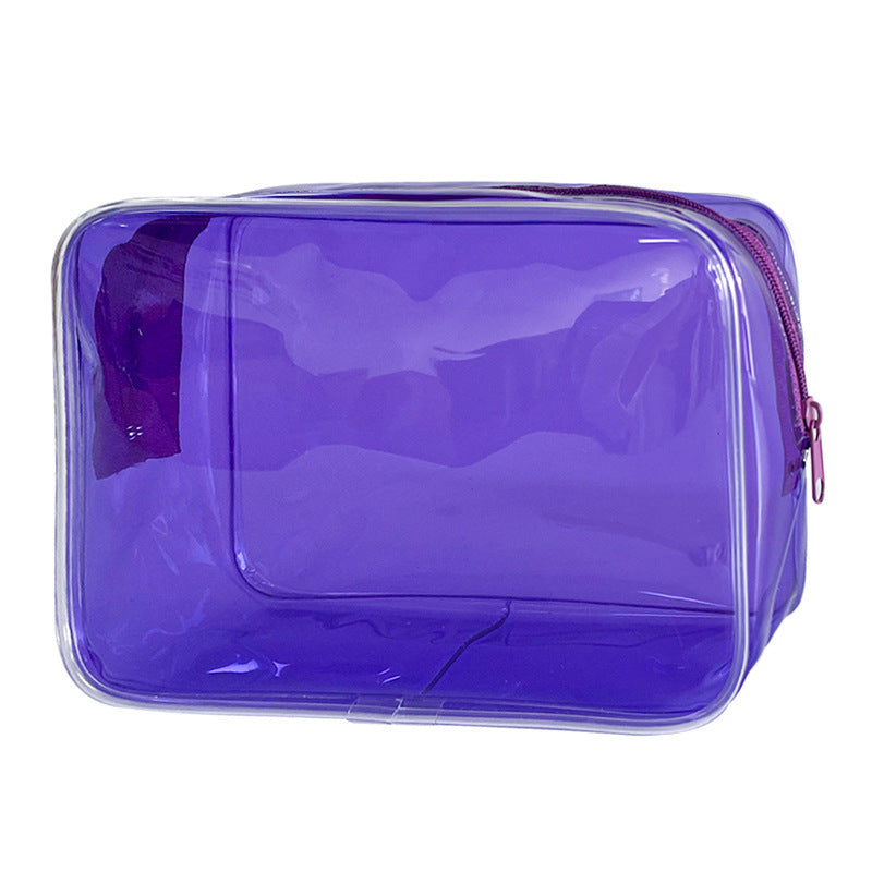 In Stock Solid Color Transparent Cosmetic Bag Large Capacity Convenient And Simple Storage Bag