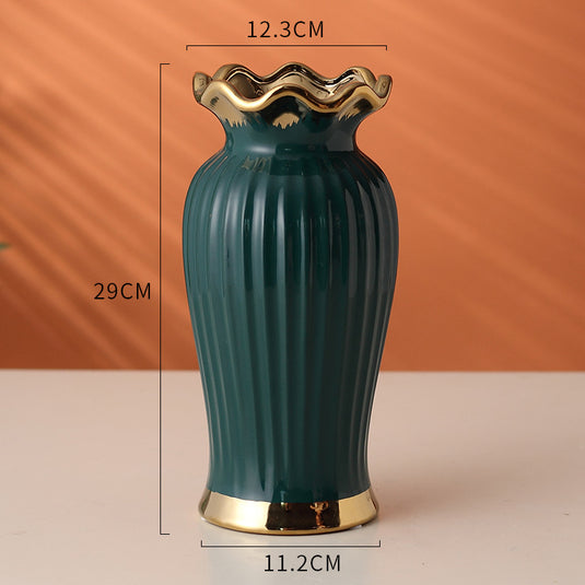 Vase Céramique Ancre Feuille De Lotus Doré