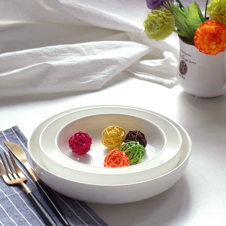 Home Fashion Pure White Bone China Plate Set