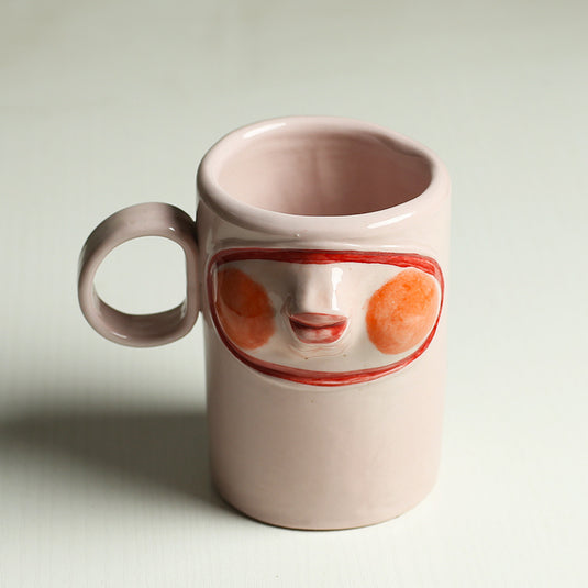 Japanese Style French Kiss Ceramic Mug Personalized Lips Coffee Cup with Geisha Mouth