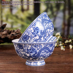 Blue And White Porcelain Bowl Dragon Pattern Antique Bone China Bowl