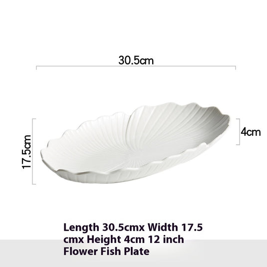 Fish Steaming Plate Household Oval Ceramic Plate