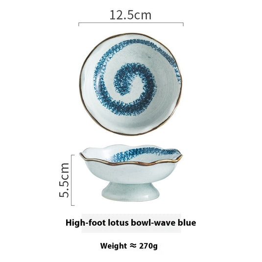 Lotus Leaf Mouth Japanese Retro Ceramic Tall Bowl