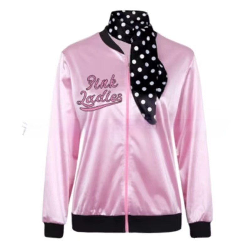 Fashionable Letter Printed Baseball Jacket With Scarf