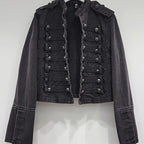 Classic Metal Rib Buckle Design Shoulder Strap Washed Denim Top Skirt