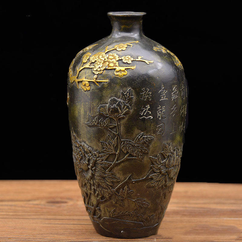 Pure Copper Gilt Happy Brow Vase Writing And Play Ornaments