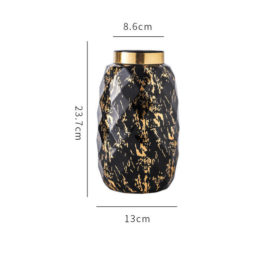 Vase en céramique de salon de luxe léger peint en or simple et moderne