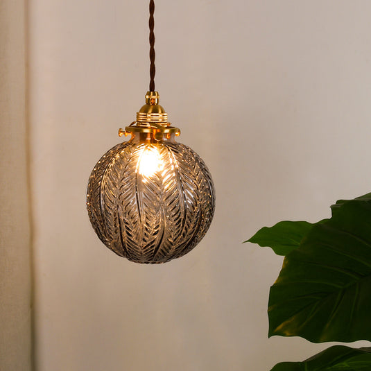 Japanese Vintage Brass Glass Chandelier