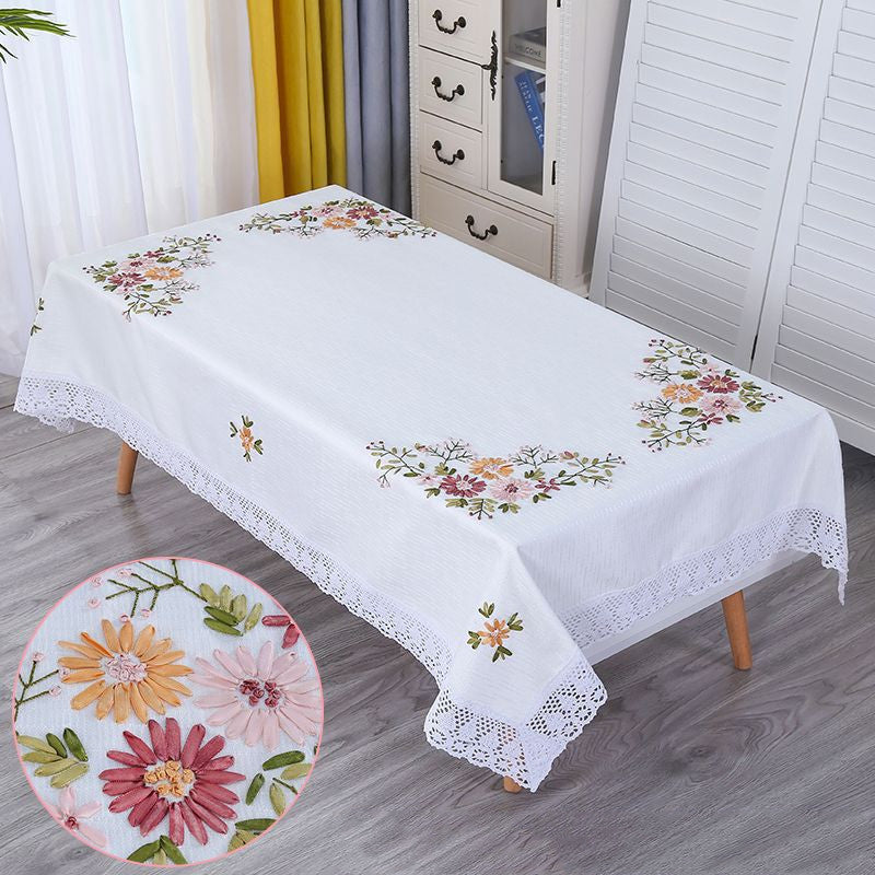 Hand Embroidered Coffee Table Rectangular Household Table Cloth