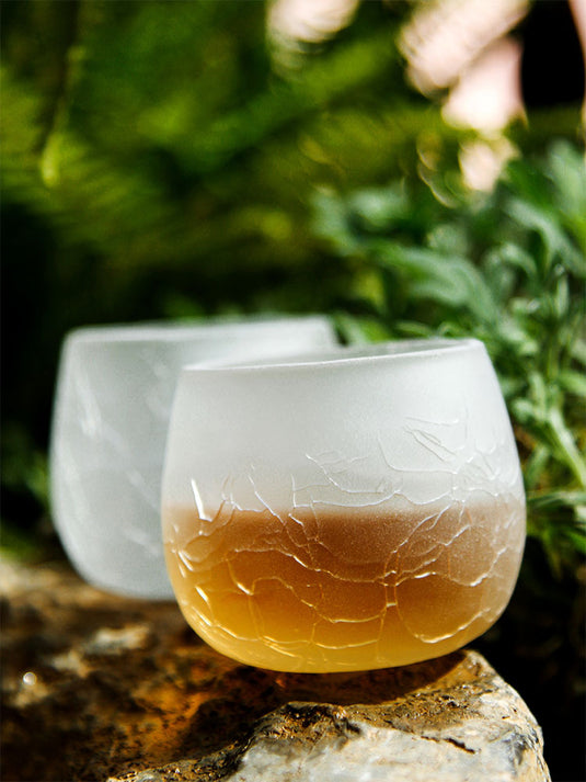 Clear Wine Glass Japanese Style Ice Crack Tea Cup