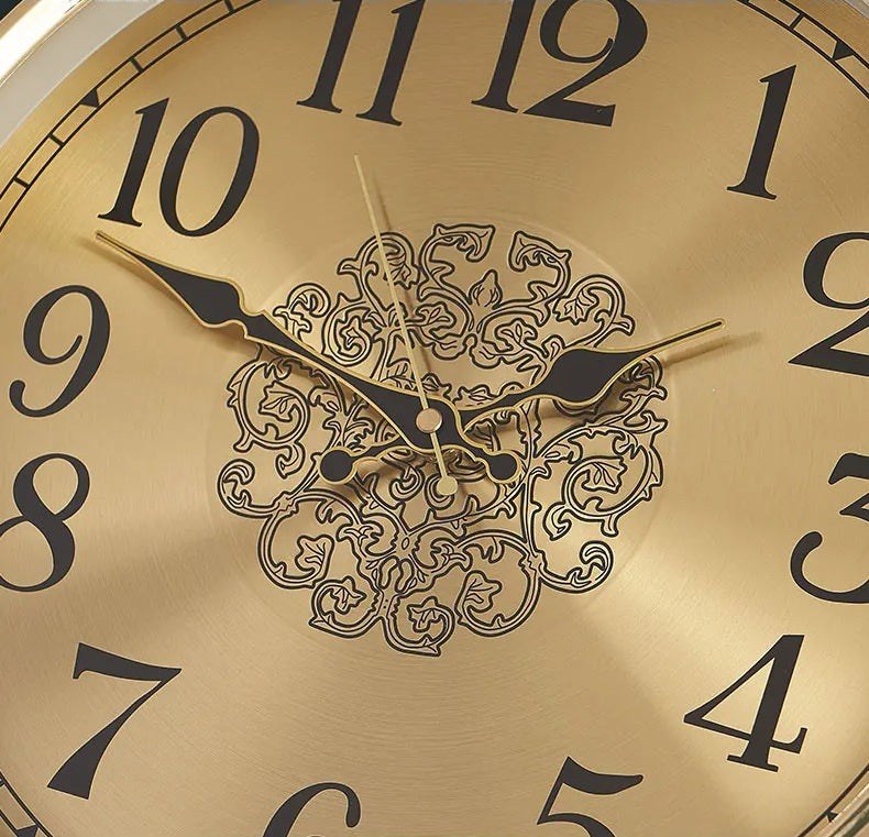 ساعت دیواری بی‌صدا وینزور آرت دکو فلز طلایی – دکوراسیون لوکس مدرن منزل ۴۰ سانتی‌متر