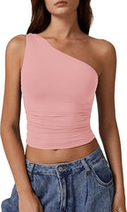Solid Color Slim Fit Midriff-baring Vest T-shirt