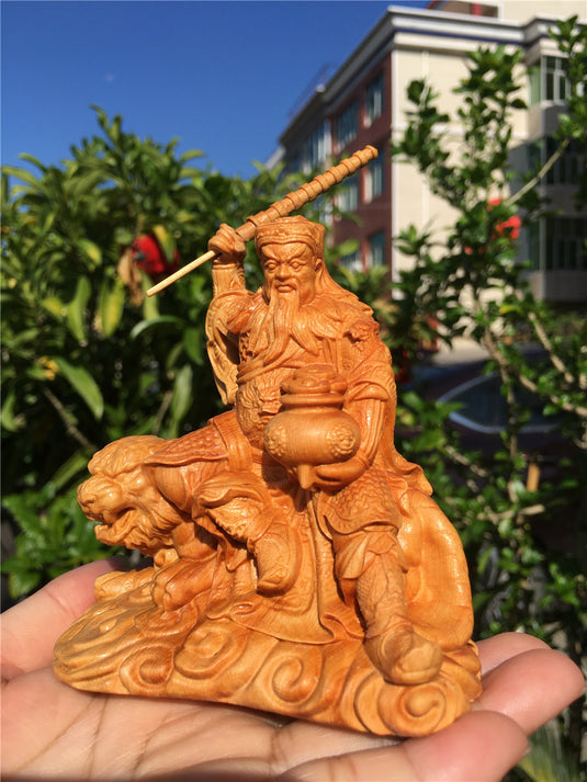 Solid Wood Carving Zhao Gongming Ornaments Handicraft
