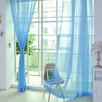 Solid Color Glass Mesh Curtains Transparent Color Ready-made Curtain Punch-free