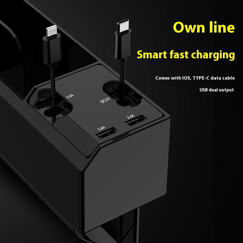Car Charger Multi-function Storage Box With Dual USB Storage Box