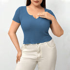 Breathable Slim Temperament Solid Color T-shirt Top
