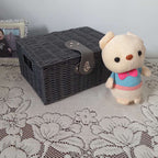 Household Plastic Rattan-like Desktop Storage Basket Storage With Lid