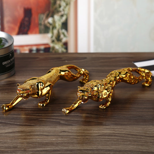 Nouvelle Statue de léopard doré, Sculpture moderne en résine, décoration de maison animale