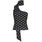 Women's Polka Dot Halter Ribbon Shoulder Backless Wild Vest