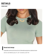 Round Neck Short Sleeve Waist-controlled Sports T-shirt