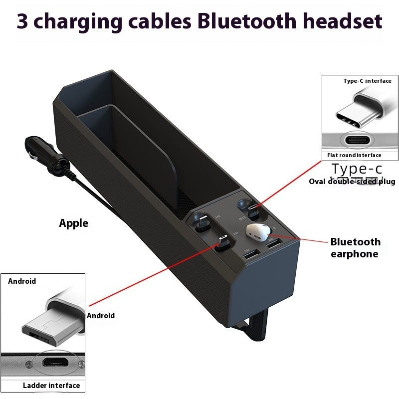 Car Charger Multi-function Storage Box With Dual USB Storage Box
