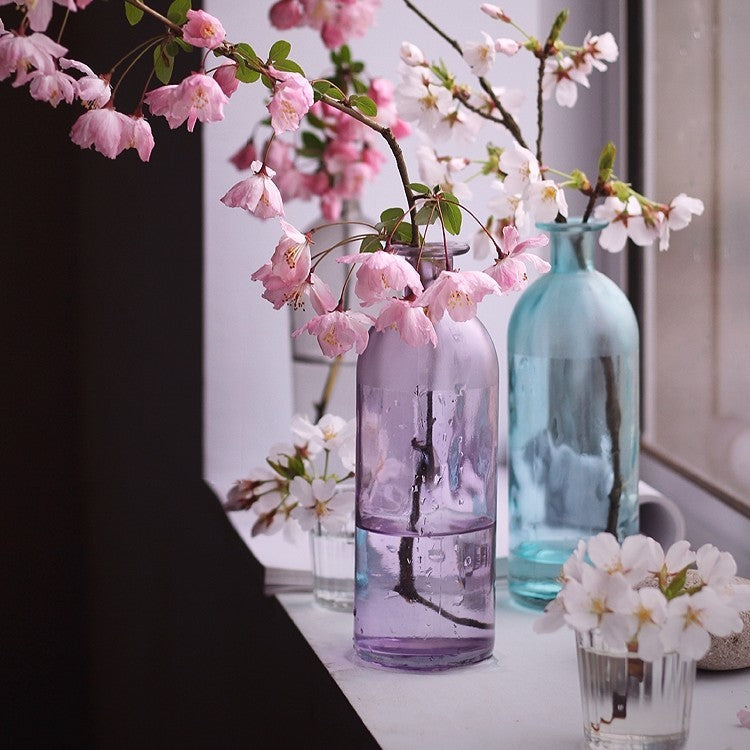 Vaso in vetro per bocca trasparente blu semplice vaso nordico inserito
