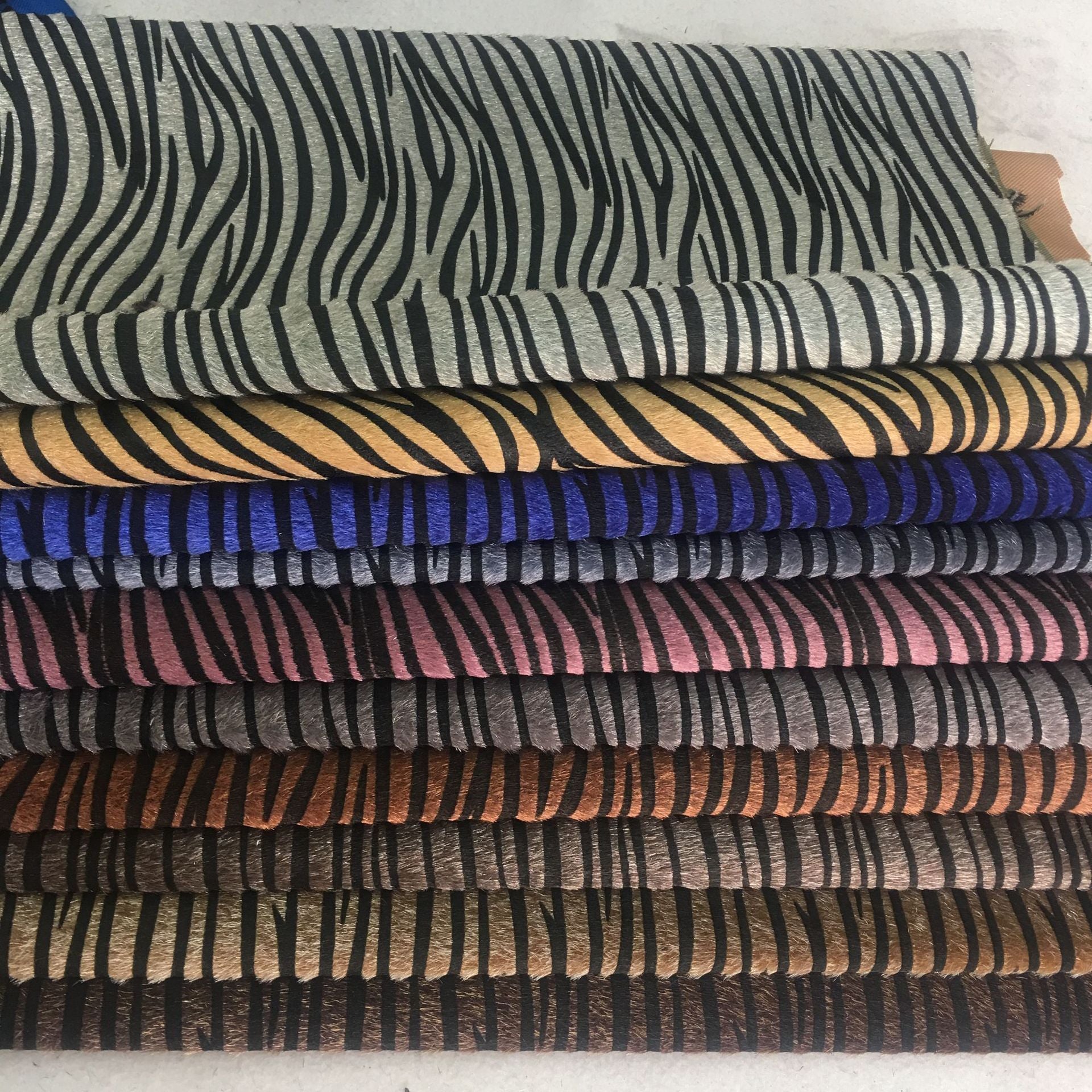Faux Horsehair Zebra Leather Printed Fabric