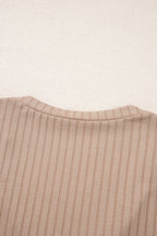 Strawberry  Ribbed Knit V Neck Long Sleeve Slim Fit Top