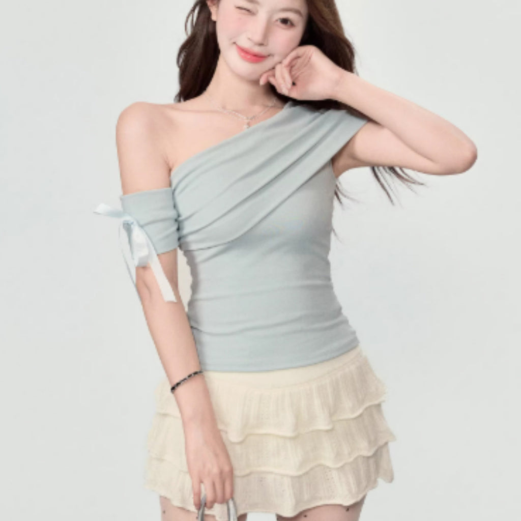 New Slim Fit And Slimming One Shoulder Off Top