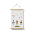 Simple Home Cartoon Green Plant Solid Wood Fabrics Hanging Picture