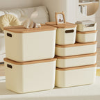 Cream Style Household Storage Box With Lid Desktop Clothing Storage Box Large