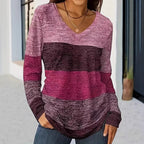 Casual Fashion Trends High Quality Color Matching Long Sleeve V-neck