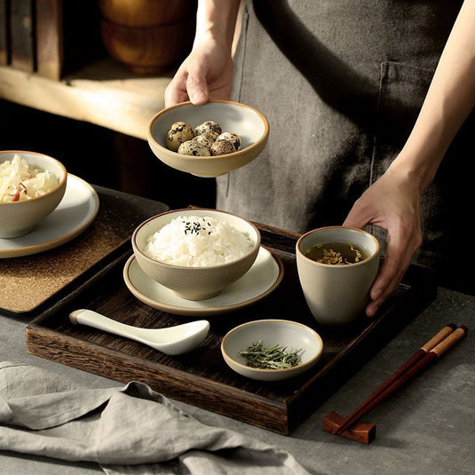 Eating Ceramic Simple Small Bowl Japanese Style Tableware Set