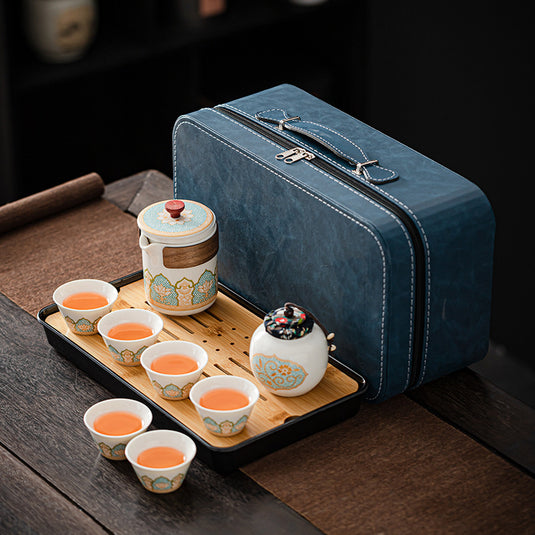 Travel Kung Fu Tea Set Suit Ceramic Teapot