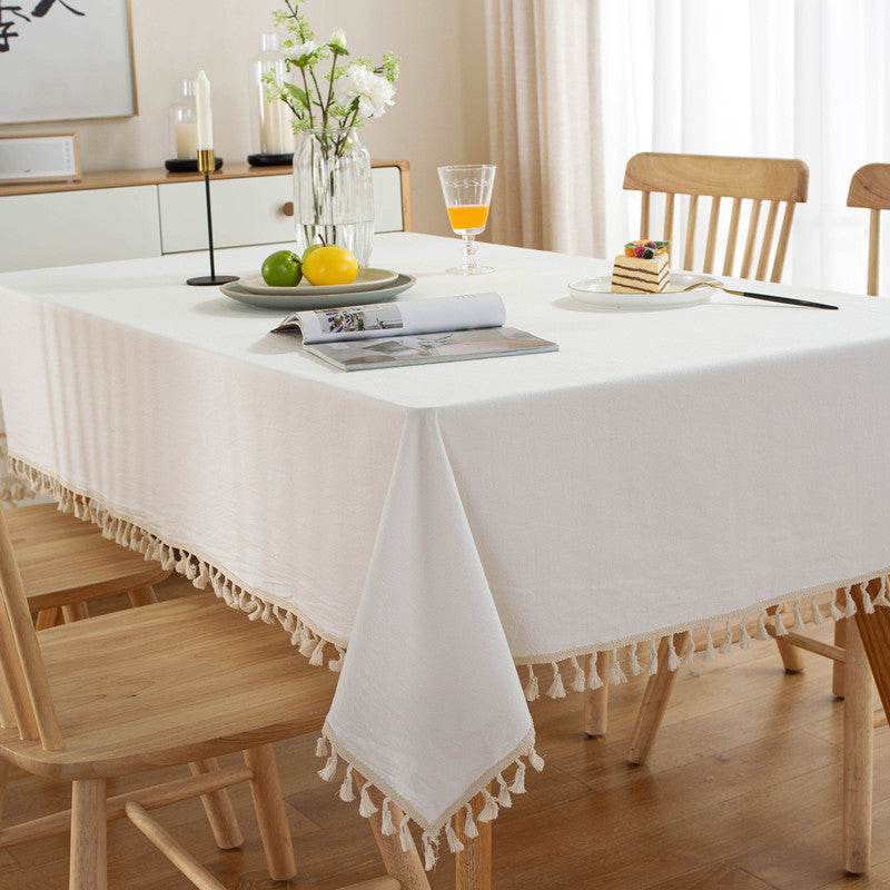 All Cotton Washed Cotton Tassel Coffee Table Cloth Table Cloth