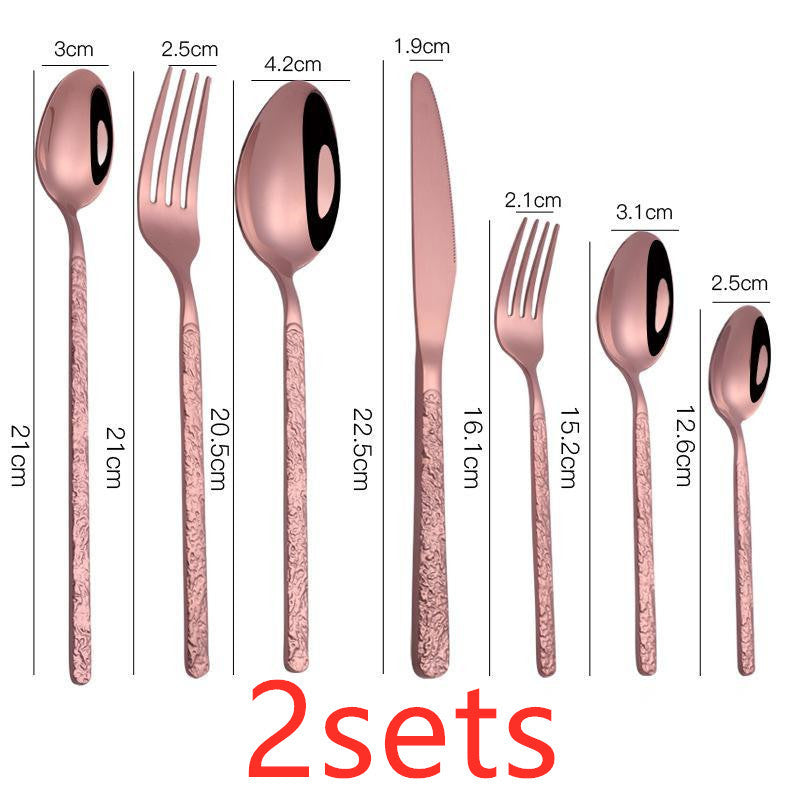 Embossed Textured Handle Steak Cutlery Western Cutlery - Grand Goldman